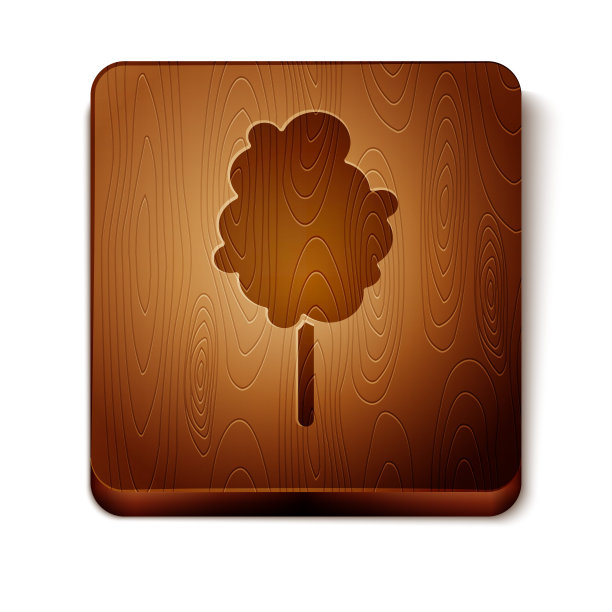 棕色棉花糖图标孤立在白色背景。木制方形按钮。矢量图图片下载