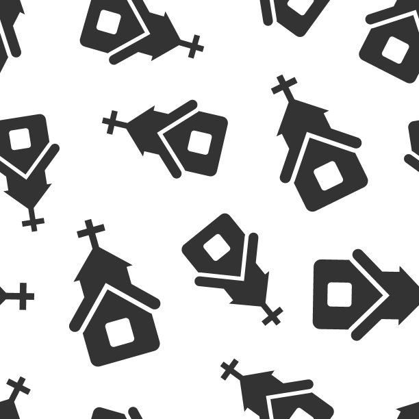 教堂图标无缝模式背景。教堂矢量插图在白色孤立的背景。宗教建筑的商业理念。图片下载