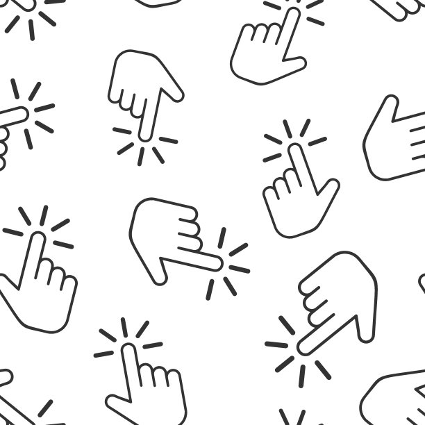 点击鼠标图标无缝图案背景。白色隔离背景上的指针矢量插图。手动按钮经营理念。图片下载