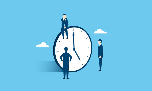 时钟和商务人士形象，矢量插图图片下载