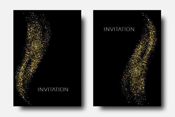 矢量金色闪光波抽象背景，金色闪光黑色背景，vip设计模板图片下载