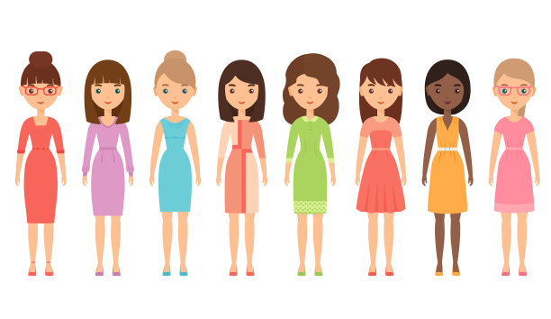 穿着商务装的女人。矢量插图。平面设计。图片下载