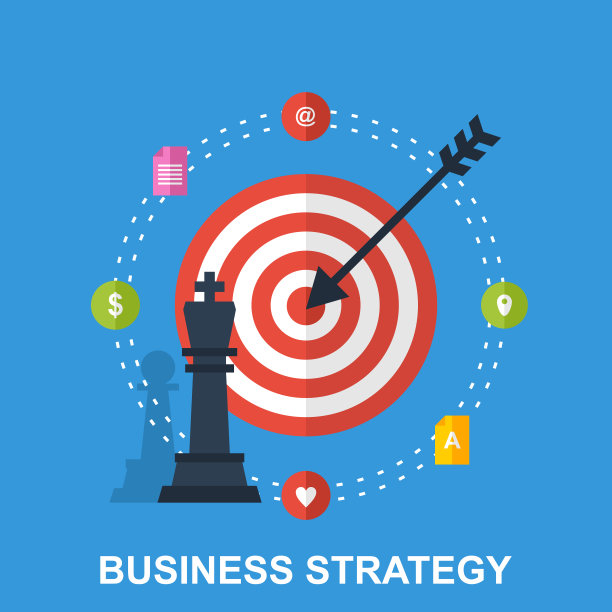 平面设计概念与彩色图标的业务策略图片下载