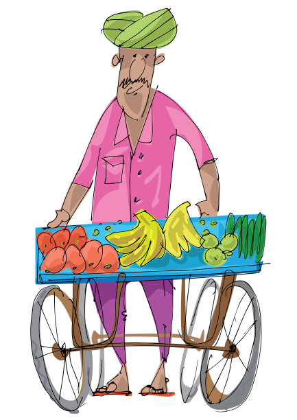 一个留着胡子的印度街头小贩。图片下载