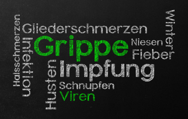 关键词云与流感和疫苗接种用德语写图片下载