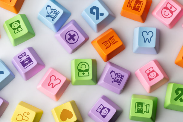 医疗图标上的彩色风格的键盘图片下载