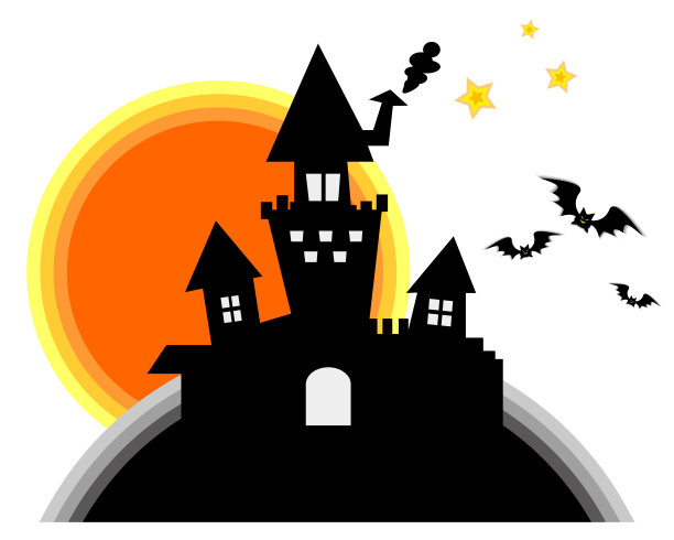 夜晚城堡的插图。向量illustration.star.moon万圣节。图片下载