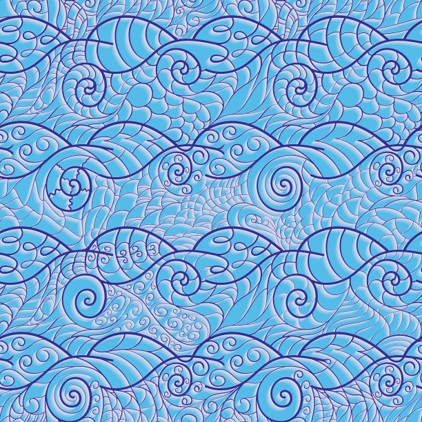 风格化波浪的海洋无缝模式图片下载