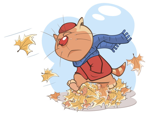 矢量插图秋季猫漫画书图片下载