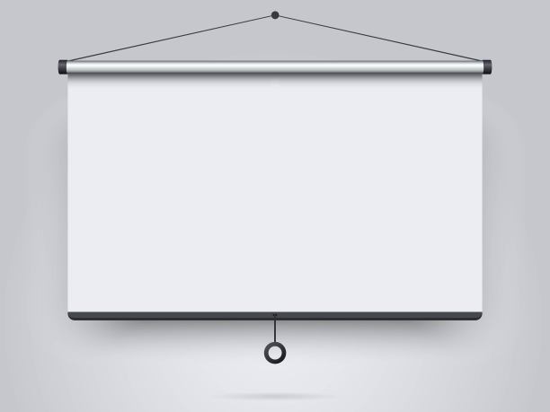 空投影屏幕上的墙壁背景。为您的设计模拟模板。介绍板，广告，会议和项目的空白白板的概念。图片下载