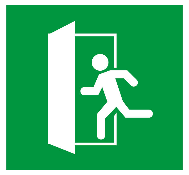 紧急出口标志。绿色的颜色。警示牌图片下载