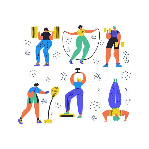 健美手绘矢量插图集图片下载