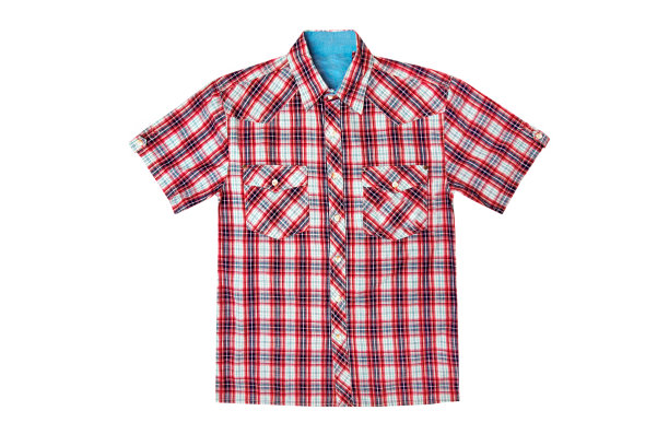 在一个笼子里的红衬衫在白色的背景孤立图片下载