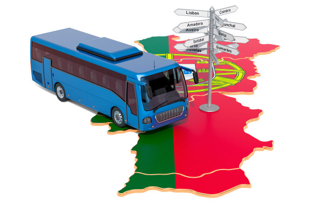 葡萄牙巴士旅游概念。3D渲染孤立的白色背景图片下载