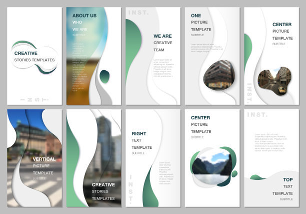 创意的社交网络故事设计，垂直横幅或传单模板与流体色彩流行梯度几何形状。封面设计模板的传单，传单，小册子，介绍。图片下载