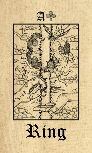 戒指。来自莱诺芒哥特神秘神谕牌组的塔罗牌。图片下载