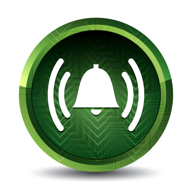 闹钟铃声图标叶绿色圆形按钮图片下载