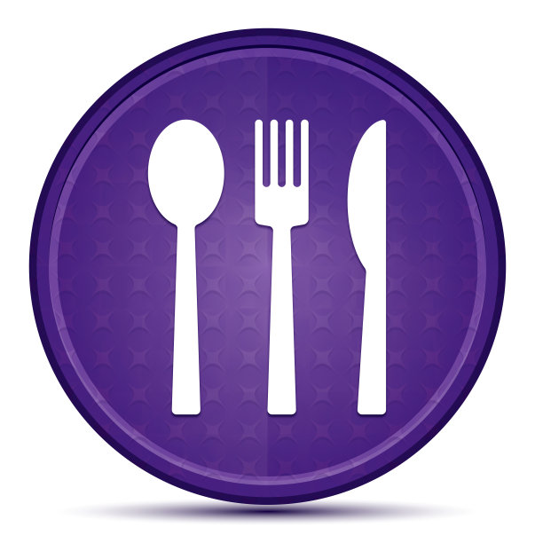 餐具图标Prime紫色圆形按钮图片下载