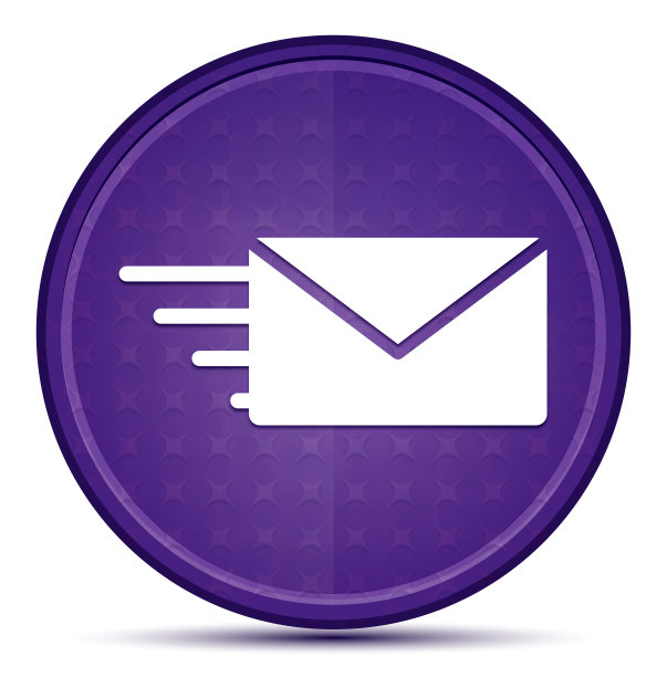 电子邮件选项图标的首要紫色圆形按钮图片下载