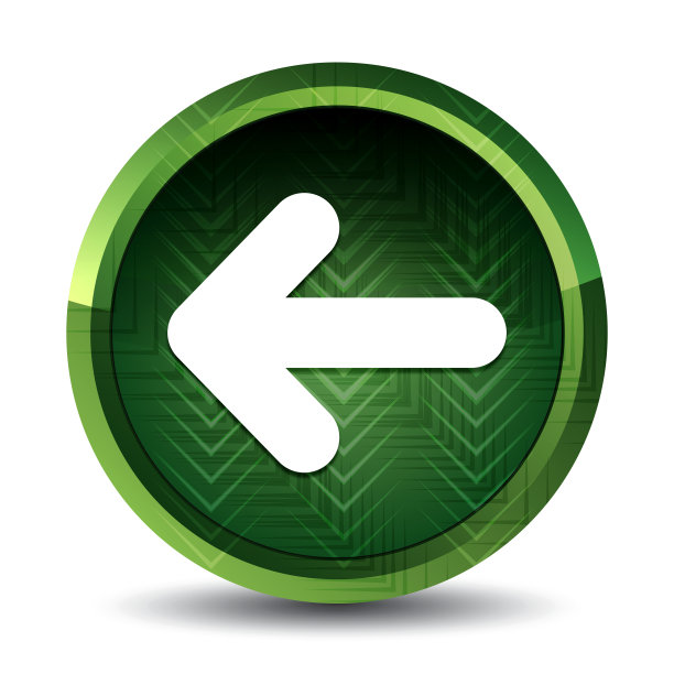返回箭头图标叶绿色圆形按钮图片下载