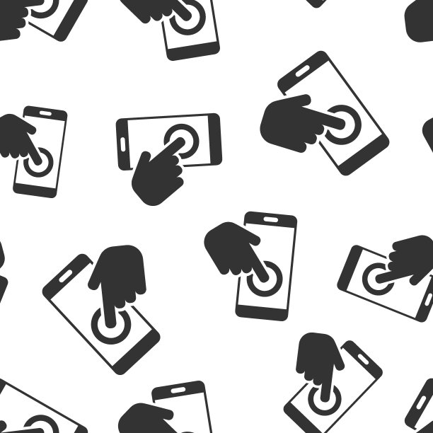 手触摸智能手机图标无缝模式背景。手机手指矢量插图在白色孤立的背景。光标触屏业务概念。图片下载