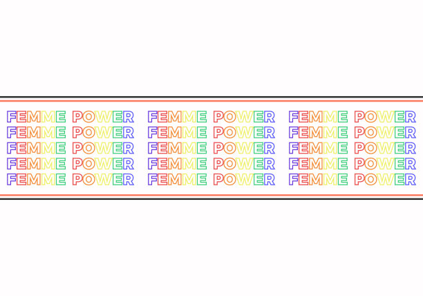 女性力量的口号，现代图形重复彩色文字和水平线。t恤时尚矢量设计。三通打印。图片下载