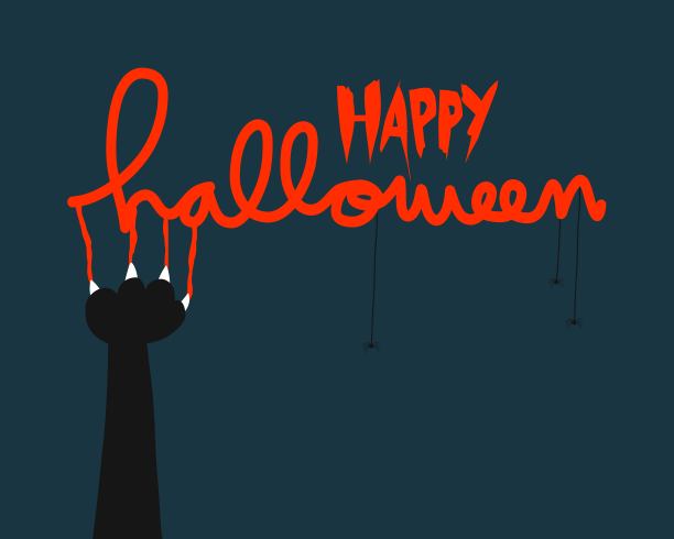 万圣节快乐黑猫指甲抓矢量插图图片下载