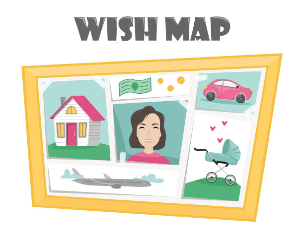 描绘梦想和欲望的图片的愿景板。马拉松比赛的欲望。平面矢量图图片下载