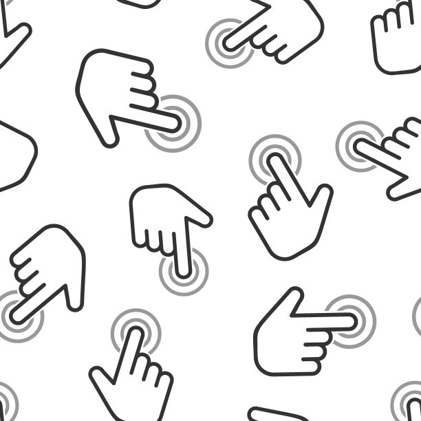 点击鼠标图标无缝图案背景。白色隔离背景上的指针矢量插图。手动按钮经营理念。图片下载