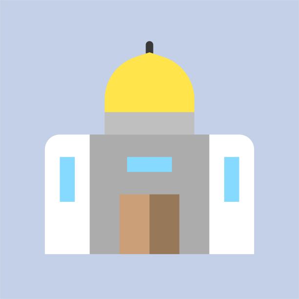 伊斯兰教冬青清真寺为穆斯林建筑平面设计图标。图片下载