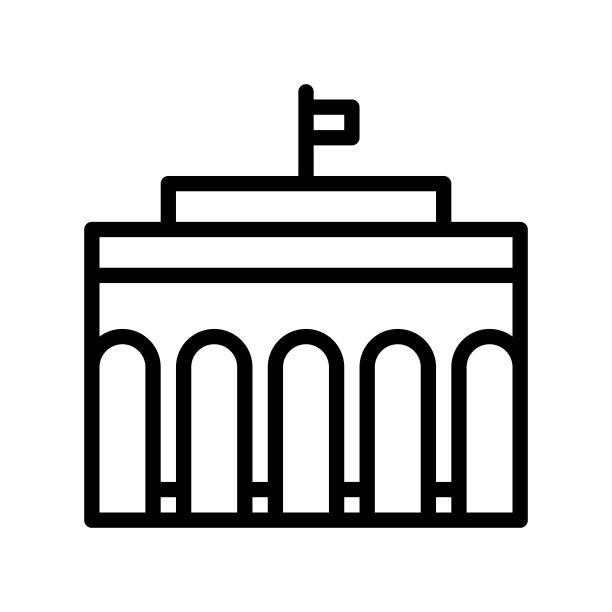 扁平顶部银行入口建筑可编辑轮廓图标图片下载