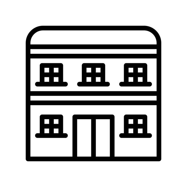 双层住宅楼外观可编辑轮廓图标图片下载