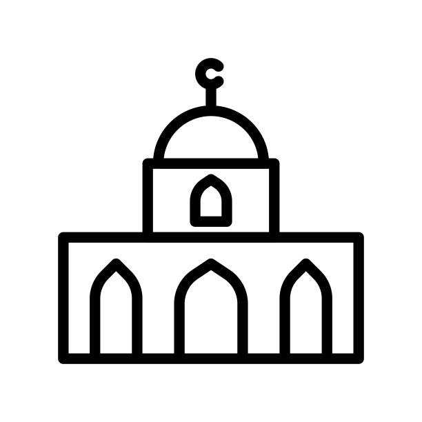 穆斯林宗教伊斯兰清真寺建筑轮廓图标图片下载