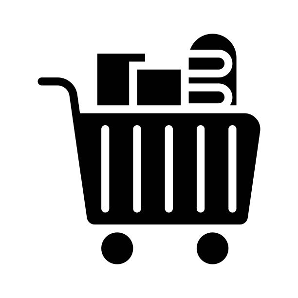 购物车矢量图，与杂货店相关的实体风格图标图片下载