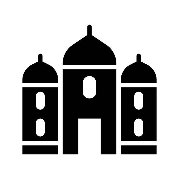 冬青伊斯兰清真寺穆斯林建筑黑色图标图片下载