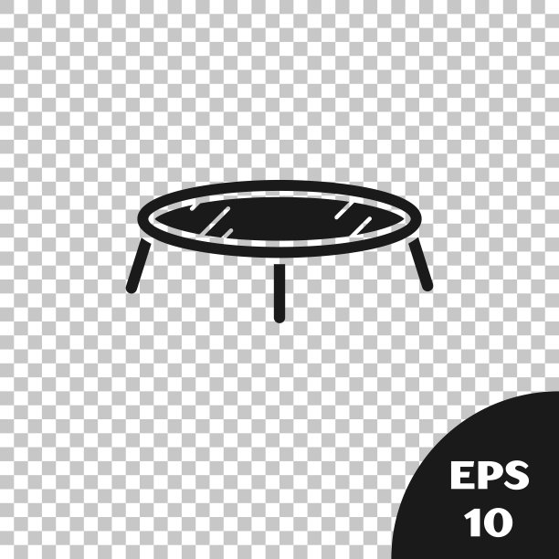 黑色跳跃蹦床图标孤立的透明背景。矢量图图片下载