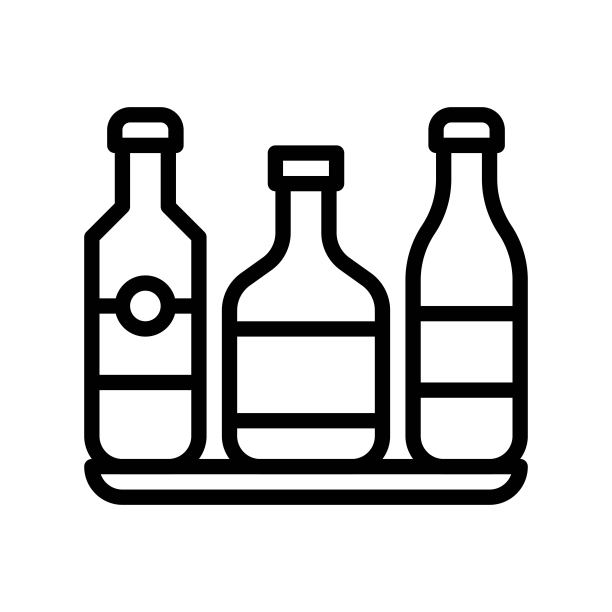 带盖的饮料存储瓶可编辑轮廓图标图片下载