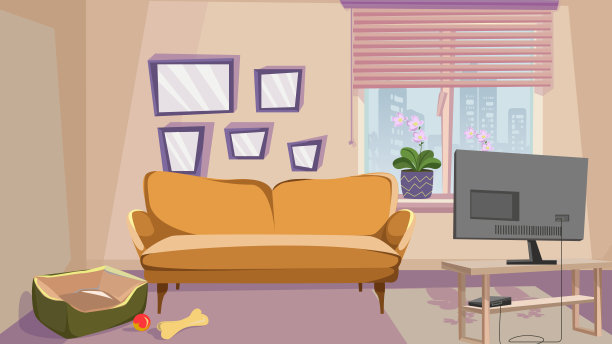 舒适的客厅与米色墙壁室内图片下载