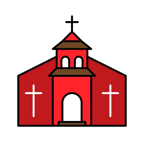 教堂矢量，圣诞相关的填充风格可编辑轮廓图标图片下载