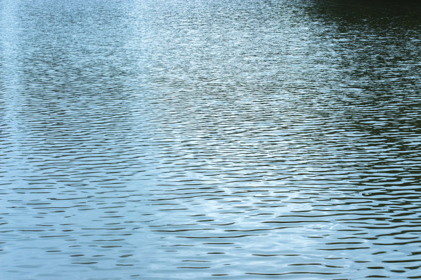 傍晚照片水纹理，蓝色暗影。湖面，池塘，大海。风吹起的小波纹图片下载