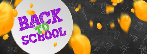 创意背景，题词回归学校，教育元素和空间为背景文本。传单，促销海报，折扣。3D渲染，3D渲染图片下载