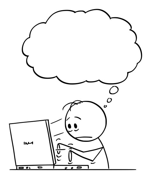 矢量卡通疲倦或沮丧的人或商人打字或在电脑上工作图片下载