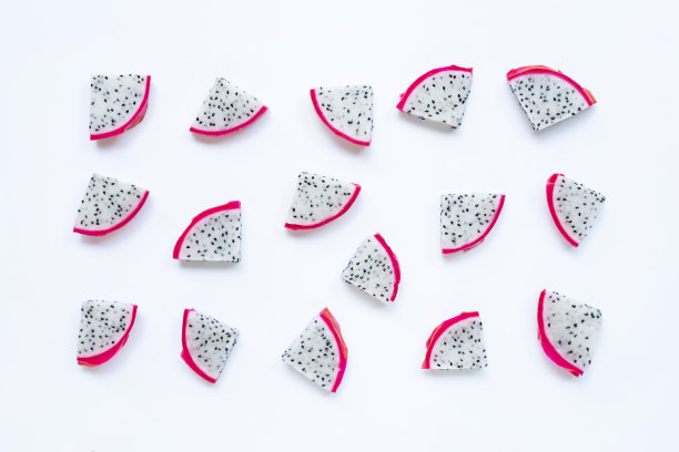 火龙果，火龙果片孤立于白色图片下载