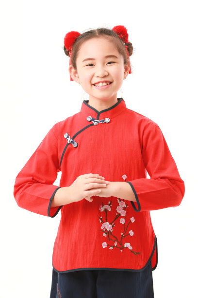 白底上的中国女孩图片下载