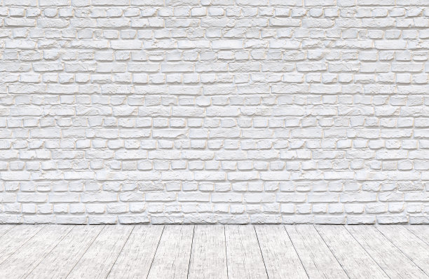 白色砖墙和木地板背景图片下载