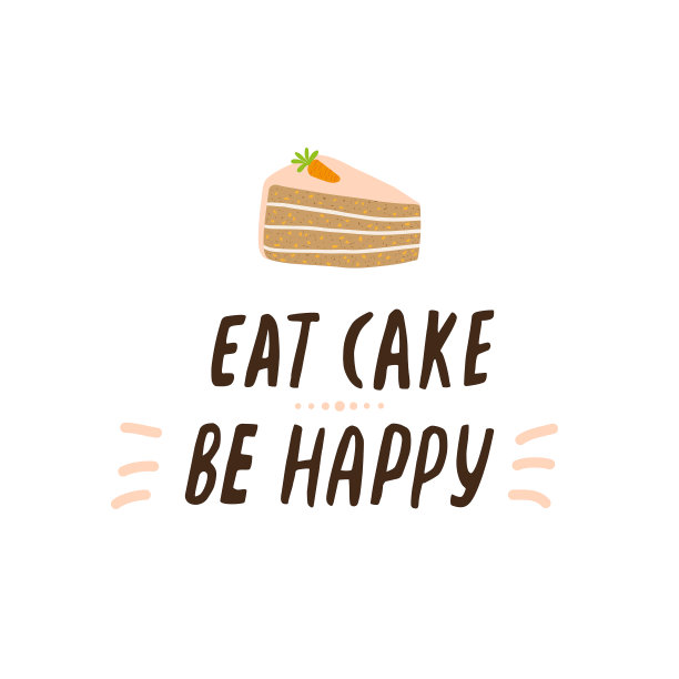 “吃蛋糕快乐”卡片上有文字和蛋糕图片下载