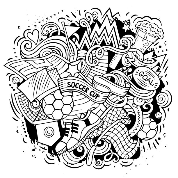 卡通矢量涂鸦足球插图图片下载