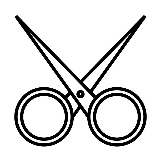 黑白简单的线性图标时髦迷人的锋利金属美发，指甲剪刀剪指甲，做头发和美容指导。矢量图图片下载