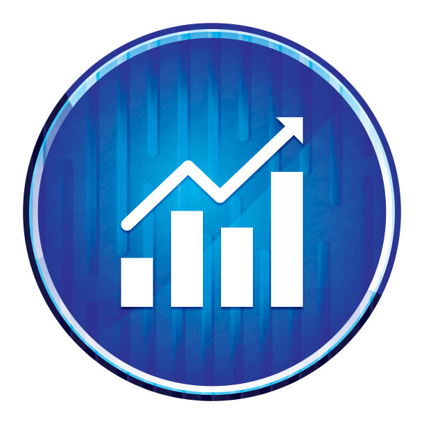 统计图标现代霓虹蓝色圆形按钮图片下载