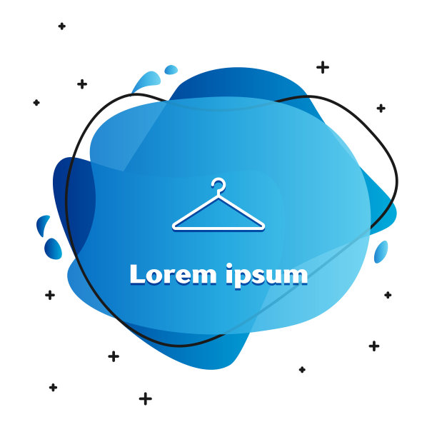 白色衣架衣柜图标孤立在白色背景。衣帽间图标。衣服服务的象征。衣服衣架的迹象。带有液体形状的抽象横幅。矢量图图片下载